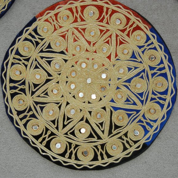 Round Cushion Covers Mirror Studded Handmade - Set of 4 - Picture 1 of 3